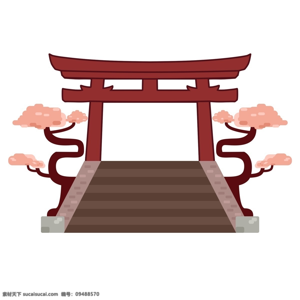 日式 鸟居 平面 卡通 建筑 手绘建筑 日式建筑 日本建筑 日本特色 日本神社 日本鸟居 神社