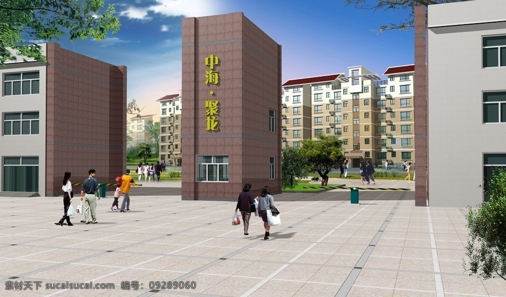 大门效果图 室外效果图 效果图 大门 小区大门 室外模型 3d设计模型 源文件