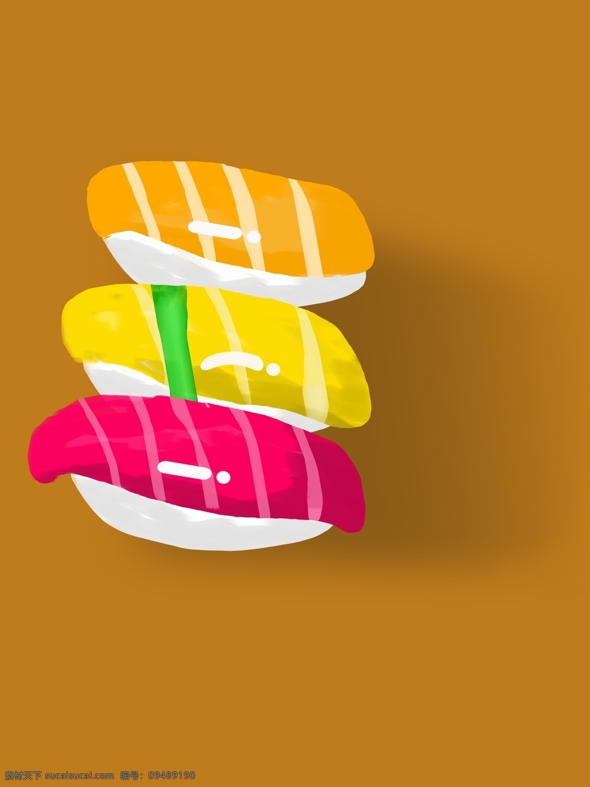 手绘 元素 日本 寿司 日本寿司 食材 食物 美味 午餐 海报素材 图标 效果元素