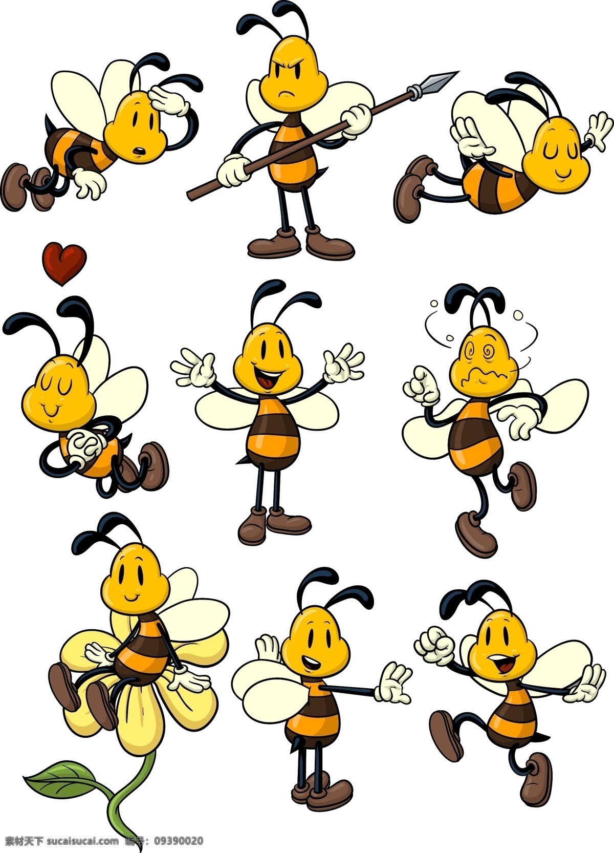 可爱 蜜蜂 卡通 矢量昆虫 可爱的蜜蜂 矢量图 其他矢量图