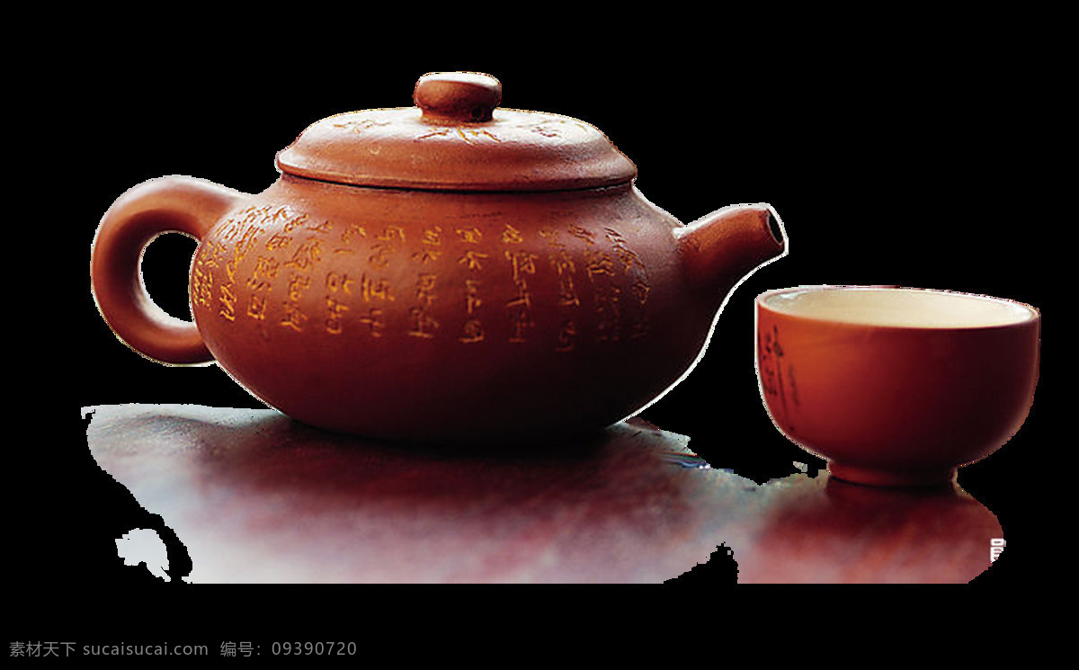 古雅 红褐色 茶壶 产品 实物 产品实物 古雅风格 红色茶杯 黄色花纹