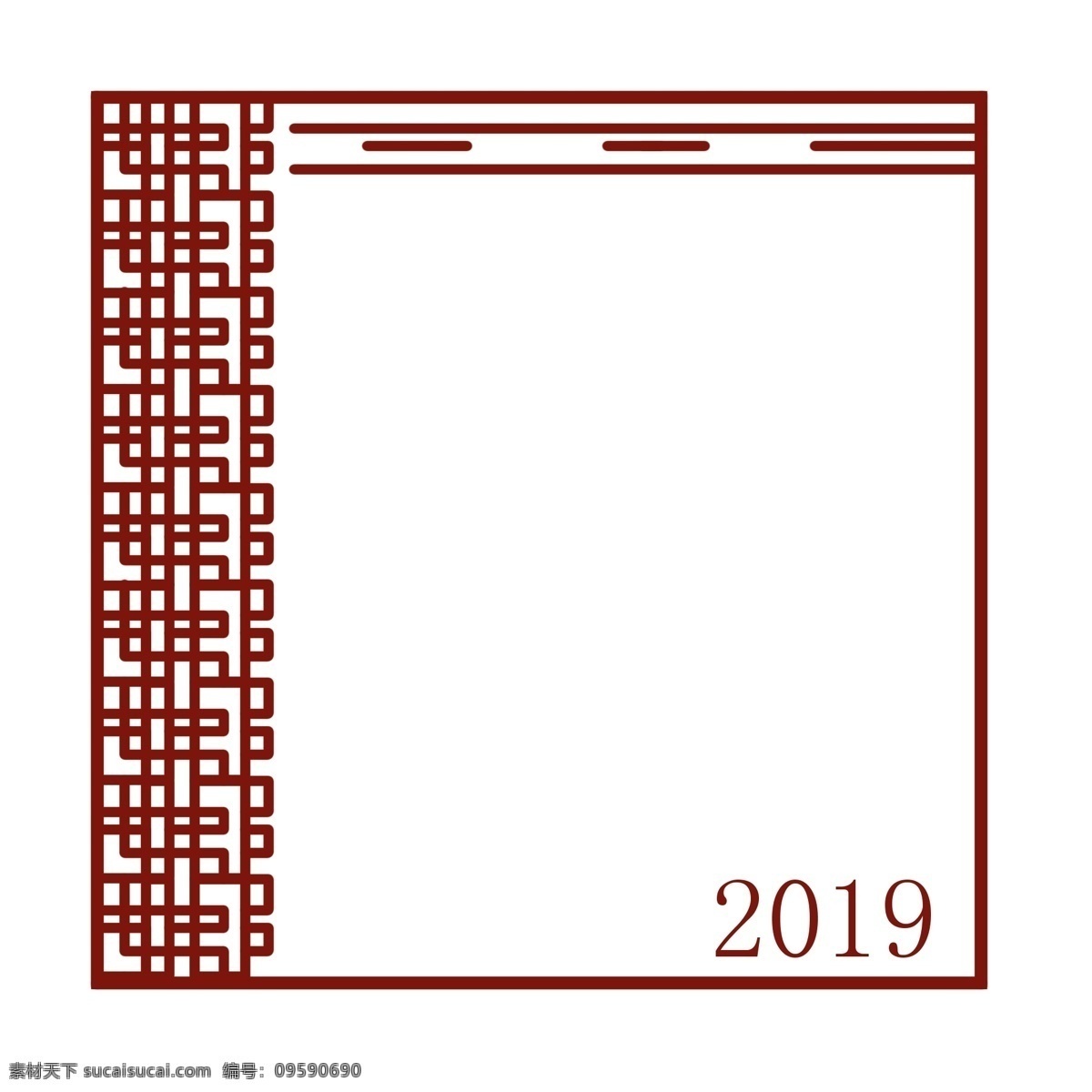 2019 新年 装饰 边框 手绘咖色边框 中国 风 新年边框插画 卡通边框 春节 中国风边框