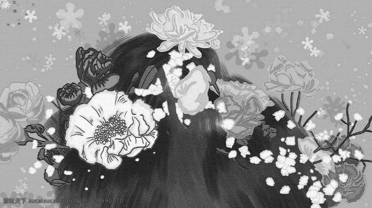 高级 灰色 森林 广告 背景 花朵 植物 清新 雪花 广告背景 冷淡风