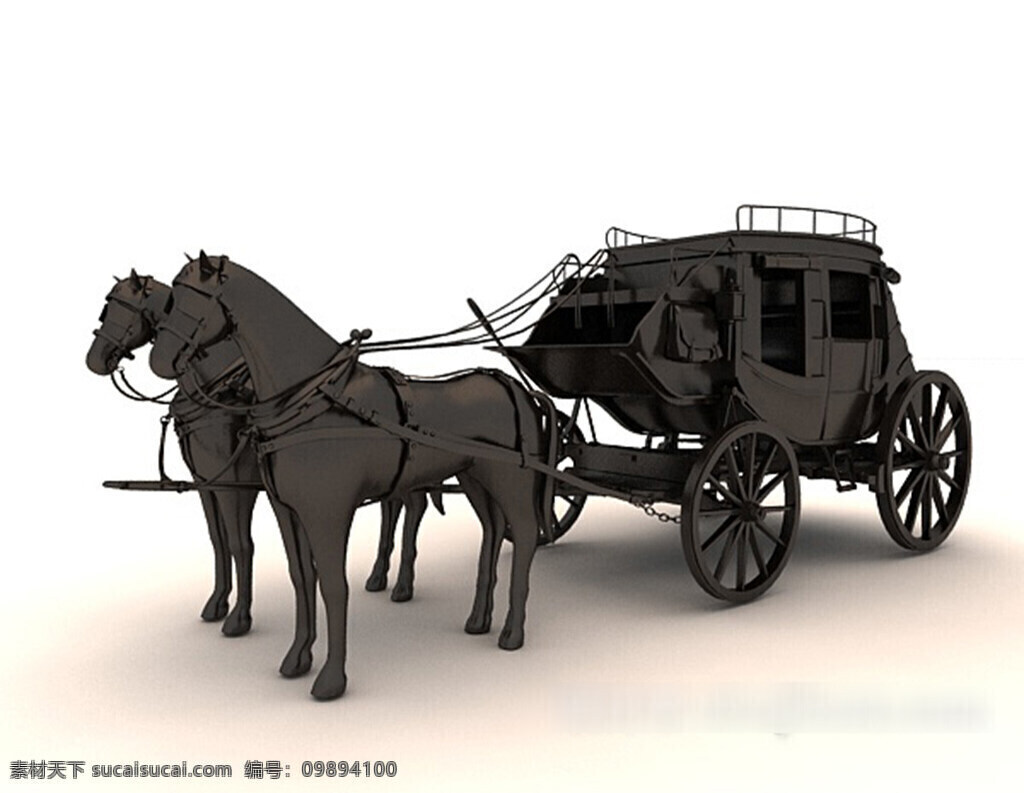 黑色 马车 雕塑品 3d 模型 3d模型下载 3dmax 现代风格模型 欧式风格 复古风格 华丽 家具模型 家装家具