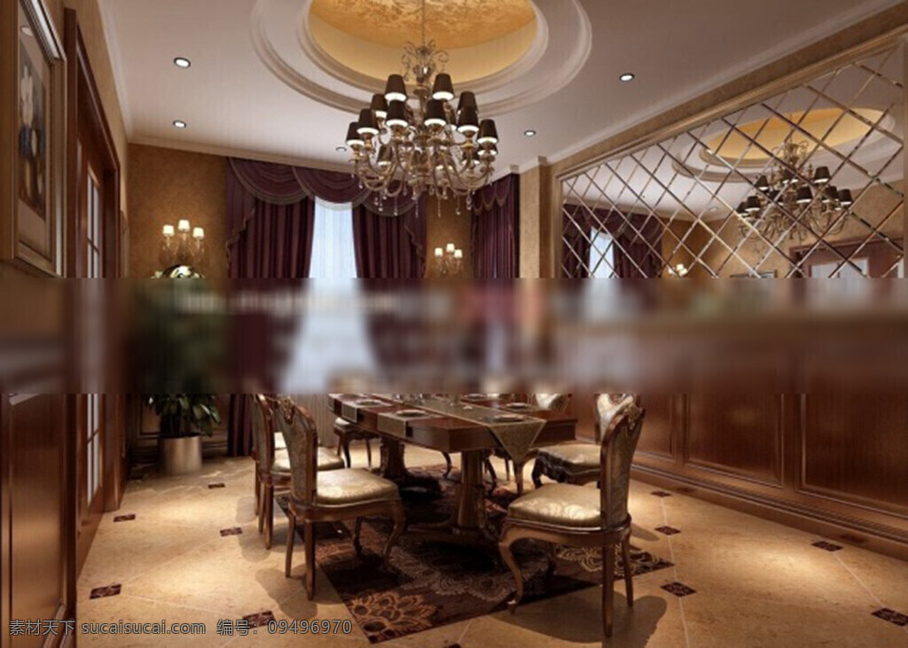 餐厅 3d 模型 3d模型下载 3dmax 现代风格模型 家具模型 家居家装 欧式风格 复古 古典