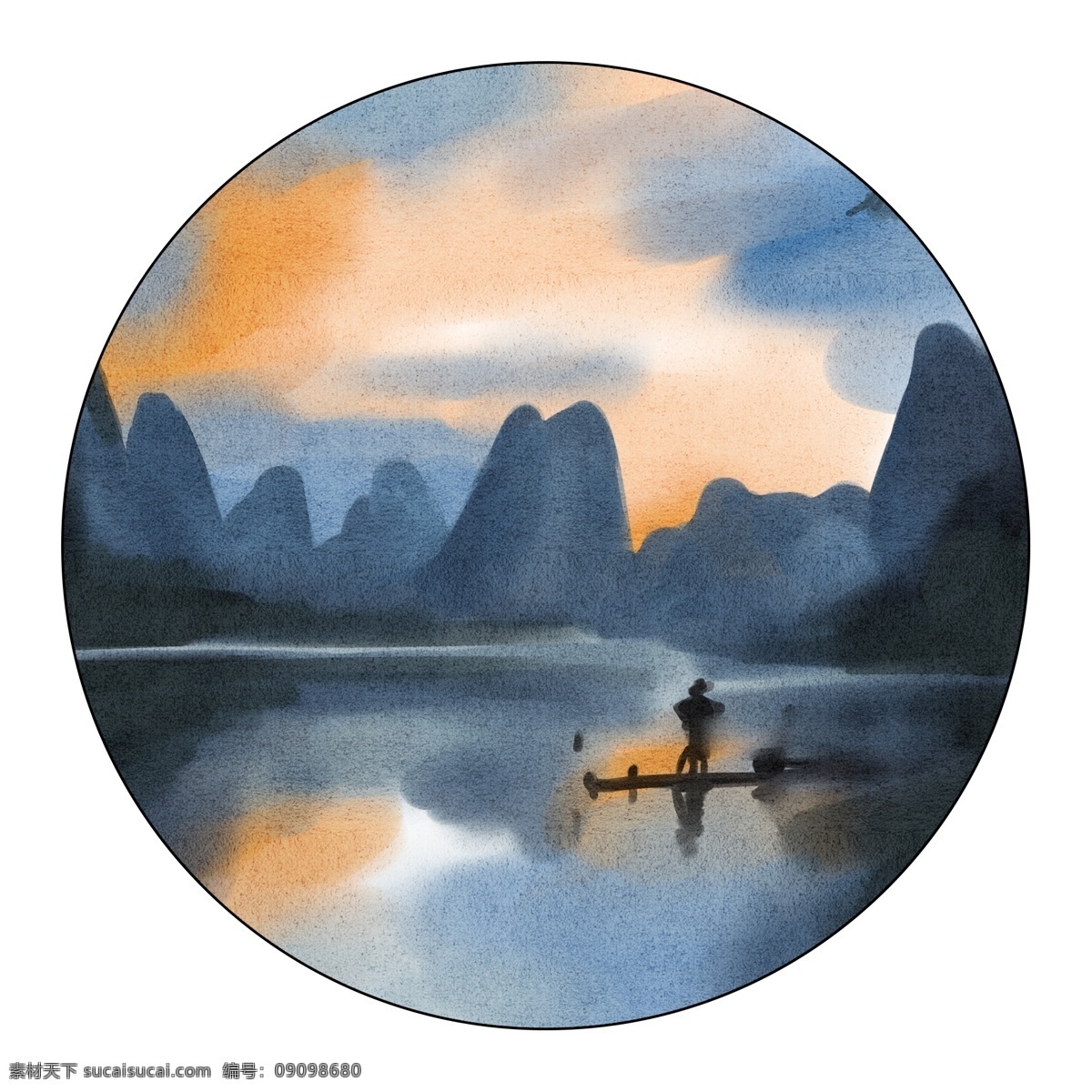 水彩 意境 山水 清新 文艺 手绘 板绘 中国风