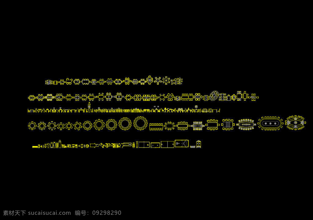 餐饮 平面 桌椅 平面图库 cad