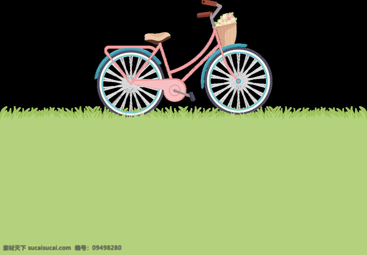 草地 上 自行车 插画 免 抠 透明 图 层 共享单车 女式单车 男式单车 电动车 绿色低碳 绿色环保 环保电动车 健身单车 摩拜 ofo单车 小蓝单车 双人单车 多人单车