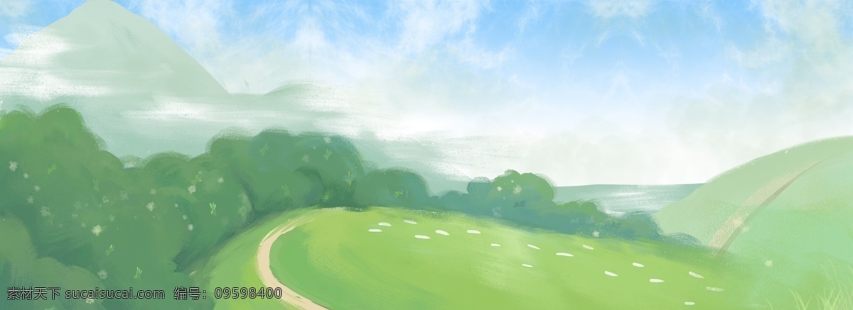 绿色 烟雾 森林 场景 banner 背景 图 背景图 植物 草坪 清新