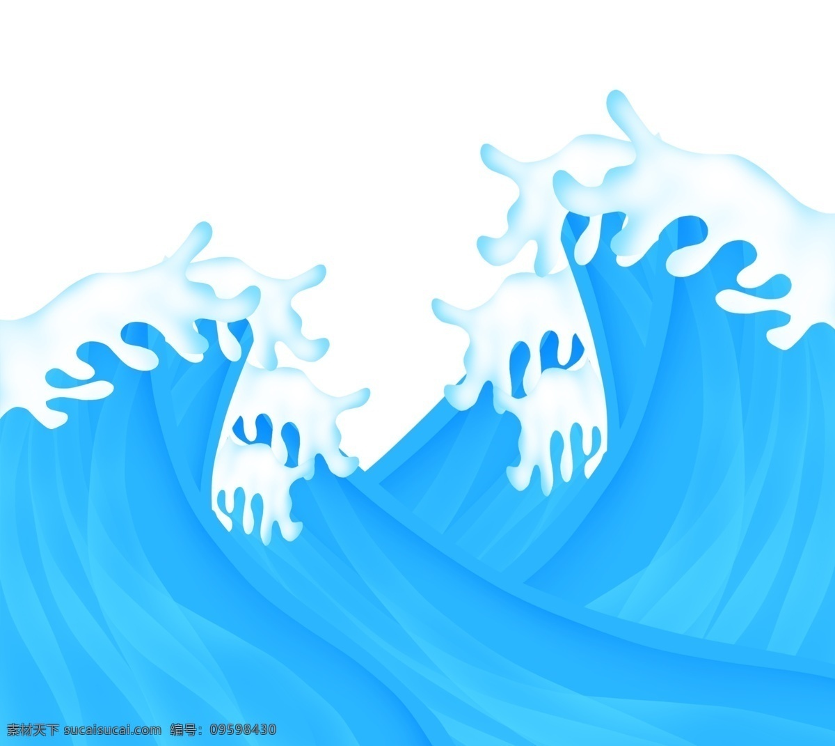 汹涌蓝色海浪 图案 蓝色 冲浪