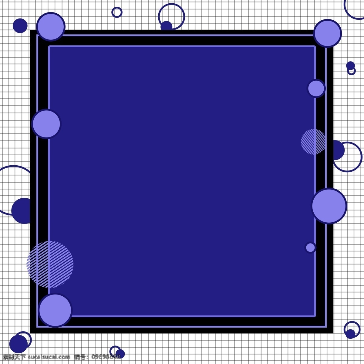 原创 蓝色 调 深色 几何 孟菲斯 背景 文艺 时尚 促销 网格 百搭 边框