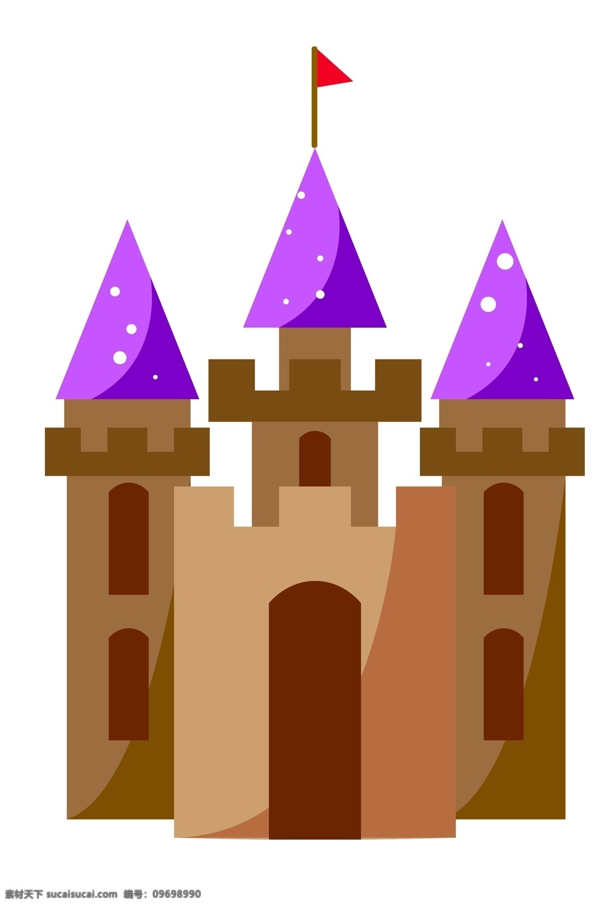 梦幻 城堡 装饰 插画 梦幻般的城堡 公主的城堡 红色的旗帜 三角形小旗 褐色的城墙 欧美风城堡