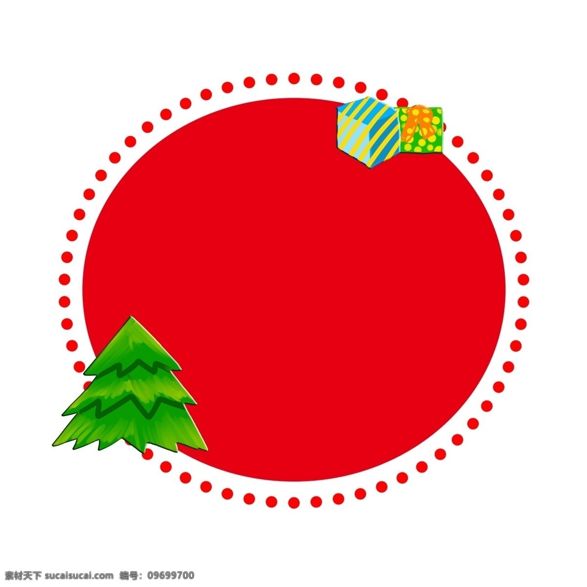 圣诞 圣诞节 夜 装饰 喜庆 新年 礼物 边框 圣诞树 圣诞夜 庆祝 红色圆形边框 圆点装饰边框