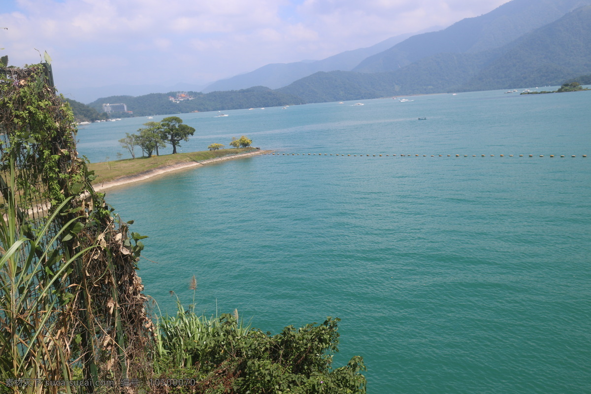 风景 日月潭 崖边 青色 天蓝色