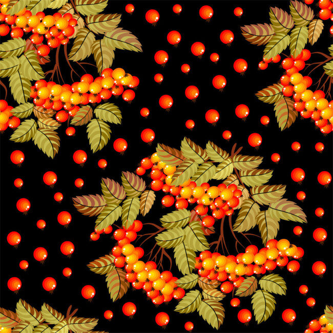 卡通 树叶 野果 背景 金色字母 红色果实 植物背景 背景图案 底纹背景 底纹边框 矢量素材