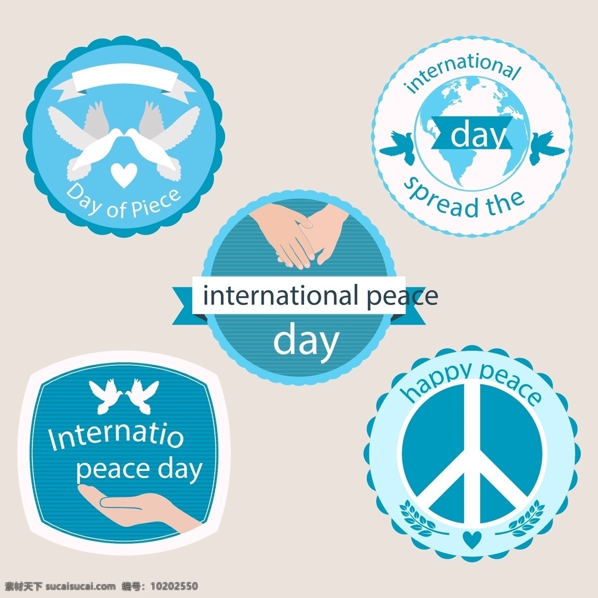款 世界 和平 节日 矢量 蓝色 地球 圆形 矢量素材 设计素材 白鸽 双手 平面素材