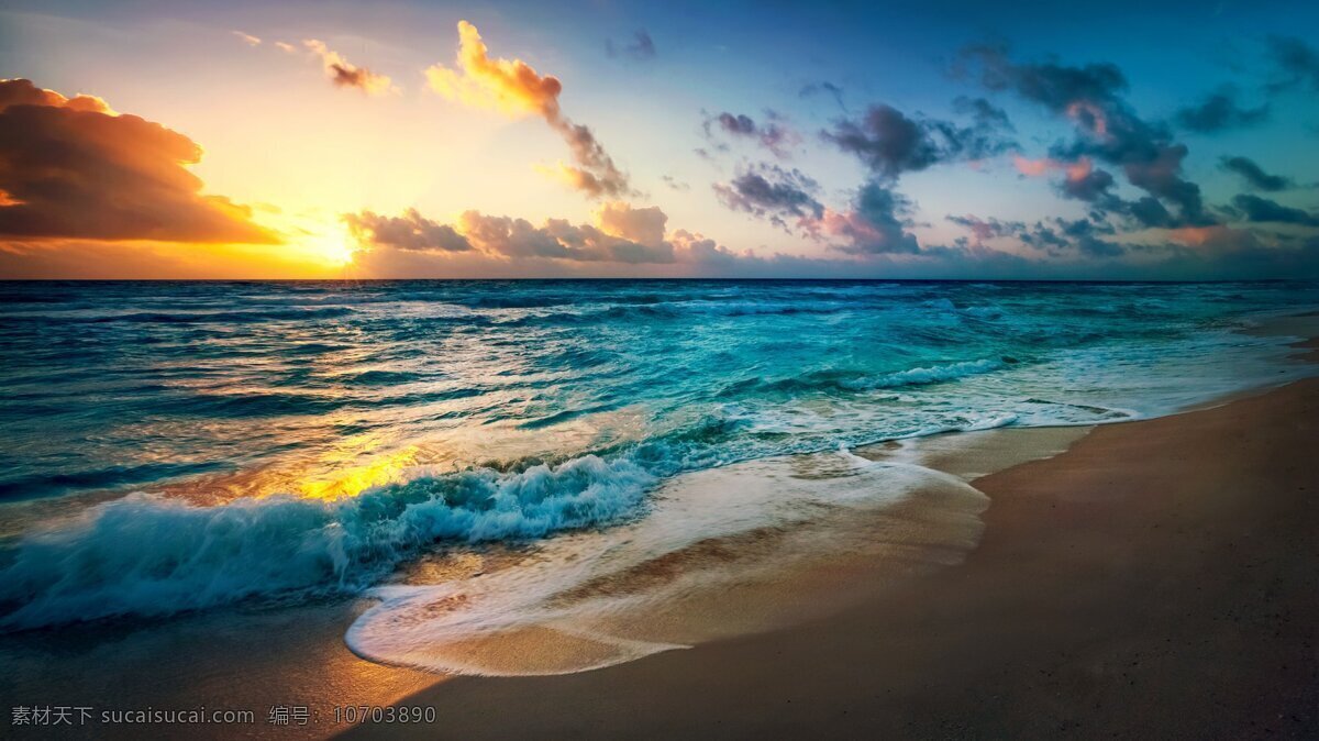 夕阳下的沙滩 夕阳 日落 日出 早晨 清晨 沙滩 沙子 海边 海洋 大海 海浪 浪花 海水 清澈 蓝色 蓝天 白云 天空 波浪 大自然 天然 景观 景色 风景 景致 旅游 桌面 壁纸 背景 度假 自然景观 自然风景