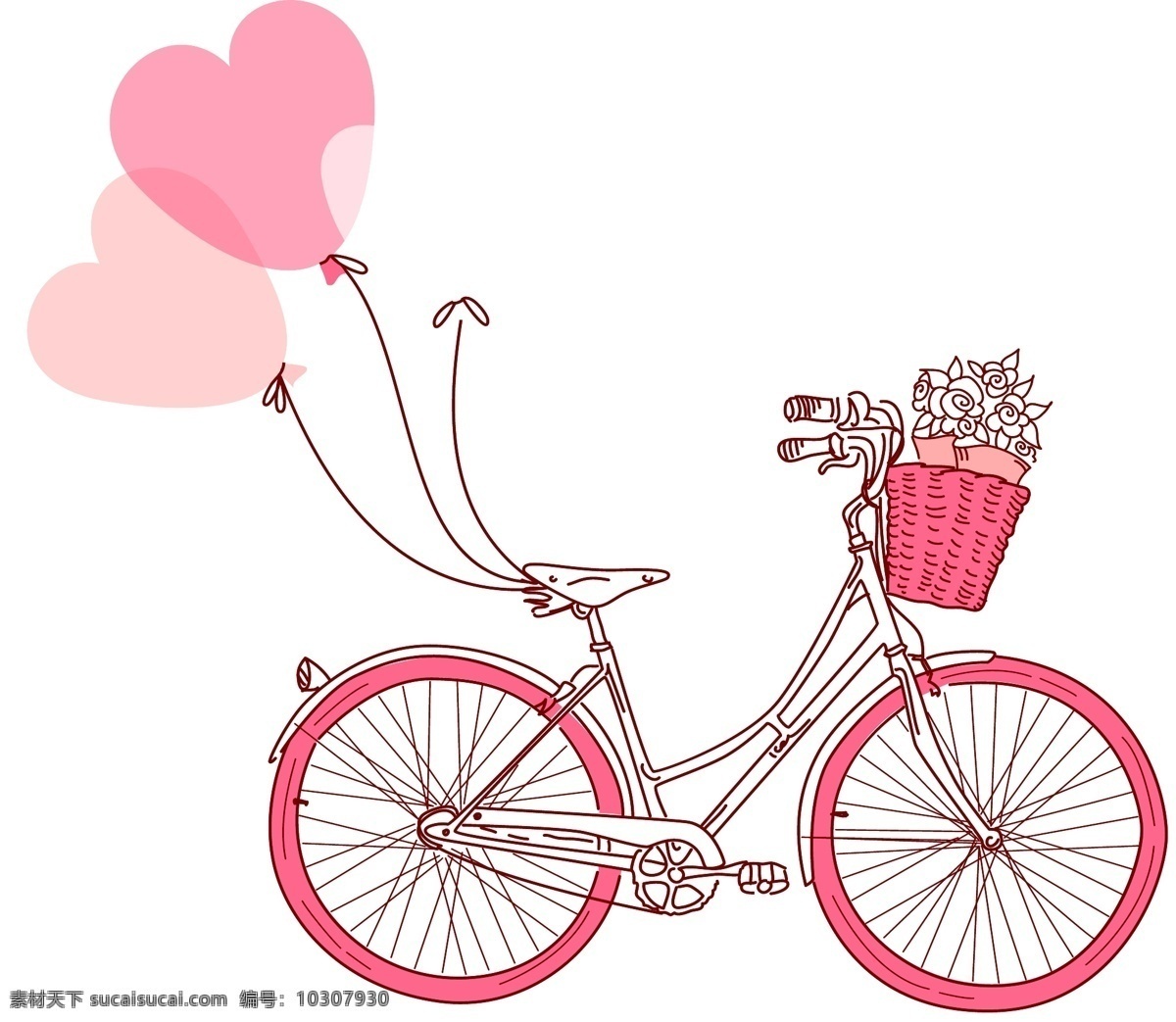 气球素材 气球 单车 情人节 粉色 文化艺术 传统文化