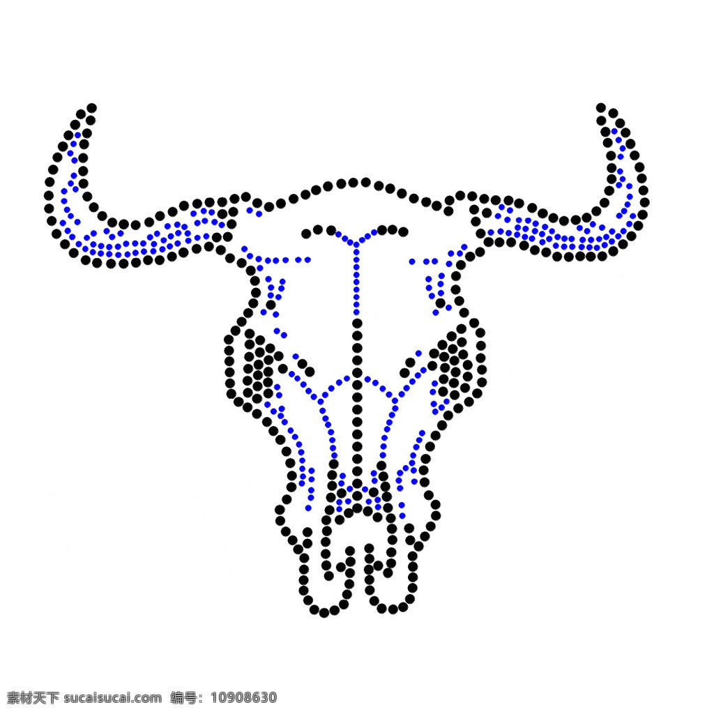 烫钻免费下载 动物 服装图案 烫钻 牛骷髅 面料图库 服装设计 图案花型