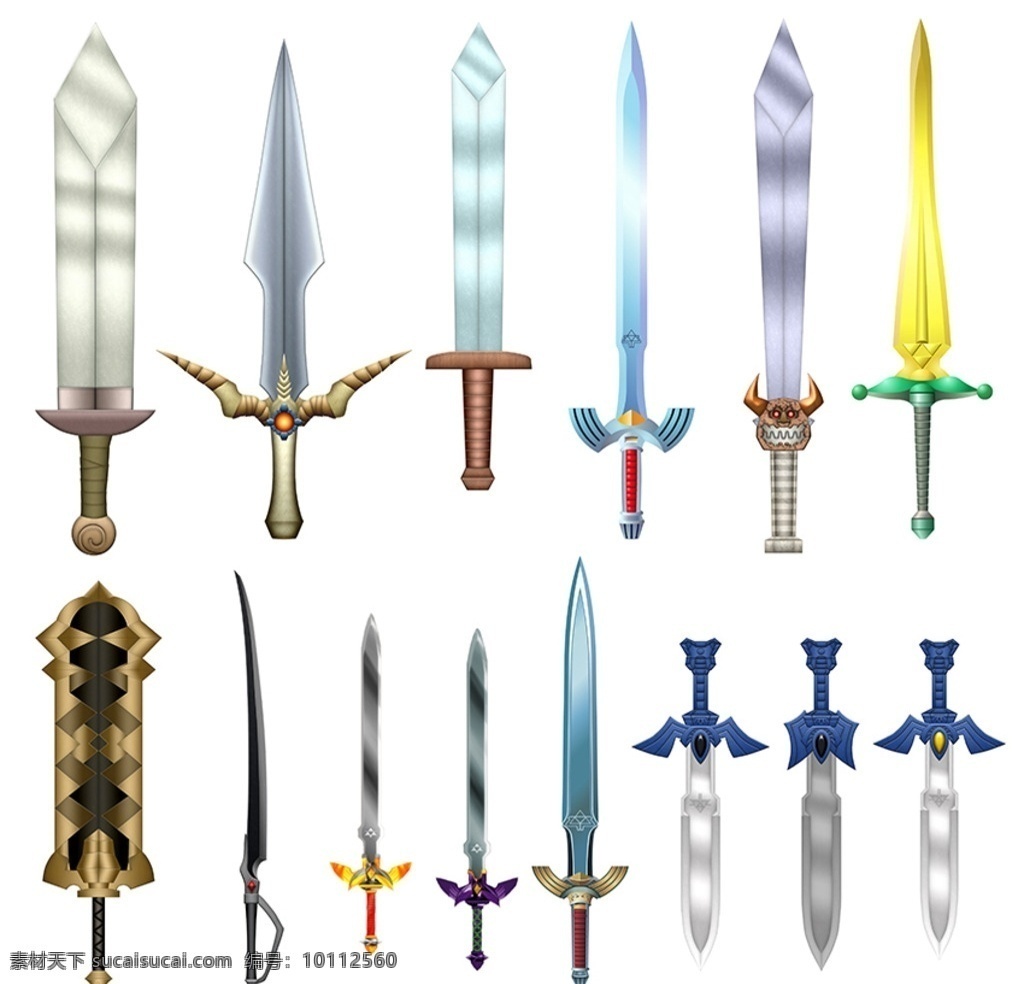 武士剑 骑士剑 魔法剑 游戏素材 动漫素材 兵器武器 分层