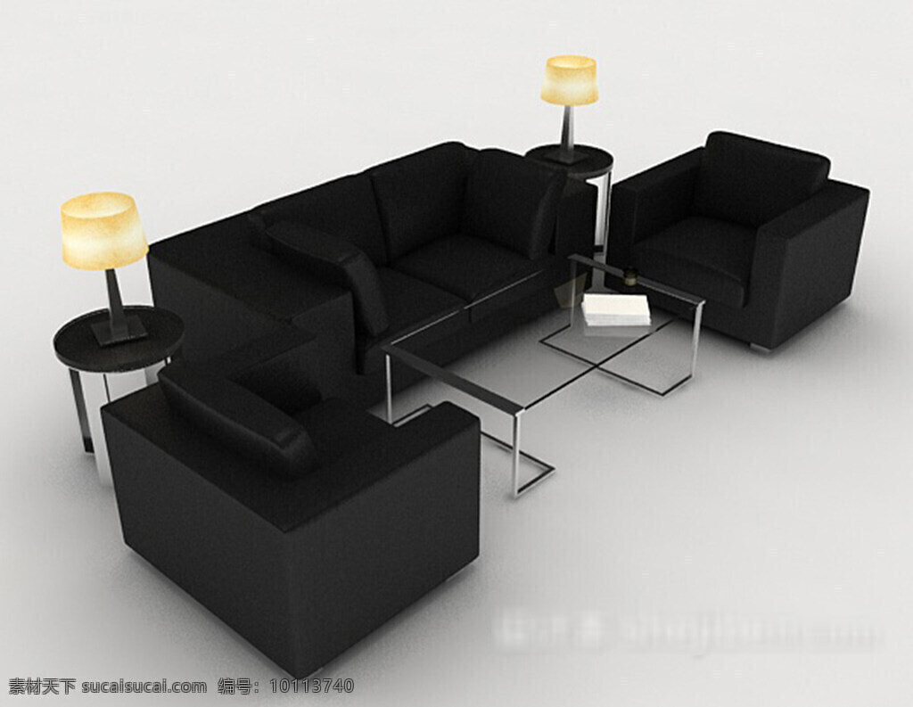 商务 黑色 组合 沙发 3d 模型 3d模型下载 3dmax 现代风格模型 欧式风格 复古 经典风格