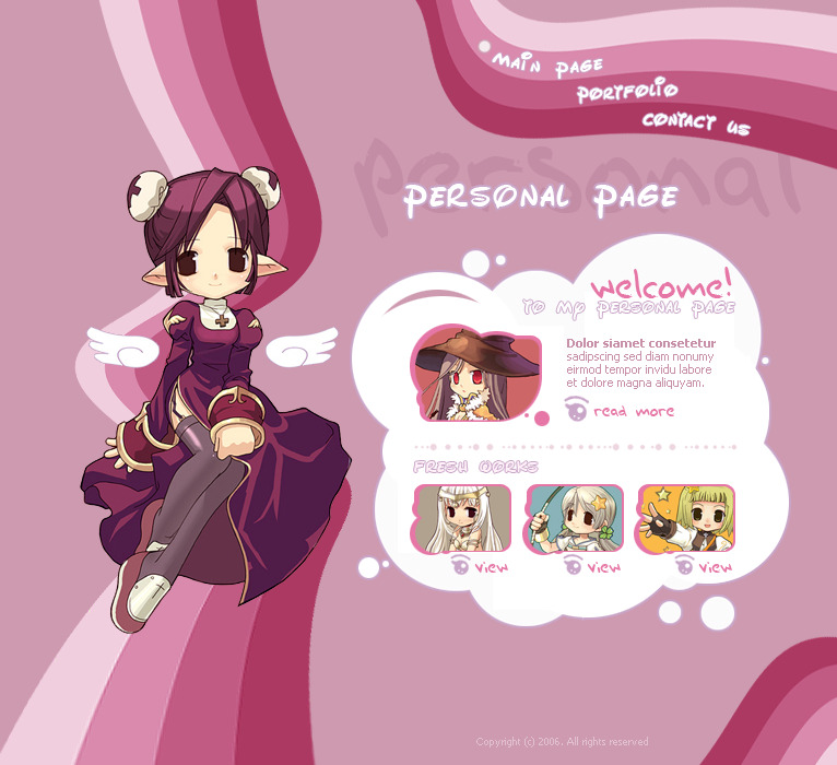 韩国卡通网站 可爱展板 psd分层 设计素材 网站模板 网页模板 网页素材