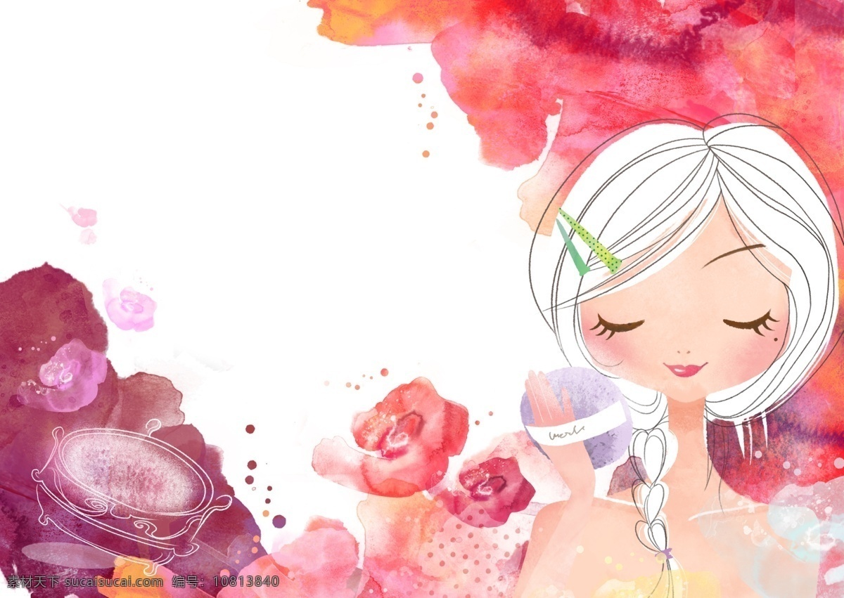 花朵 一般 女孩子 插画 花朵一般 psd源文件