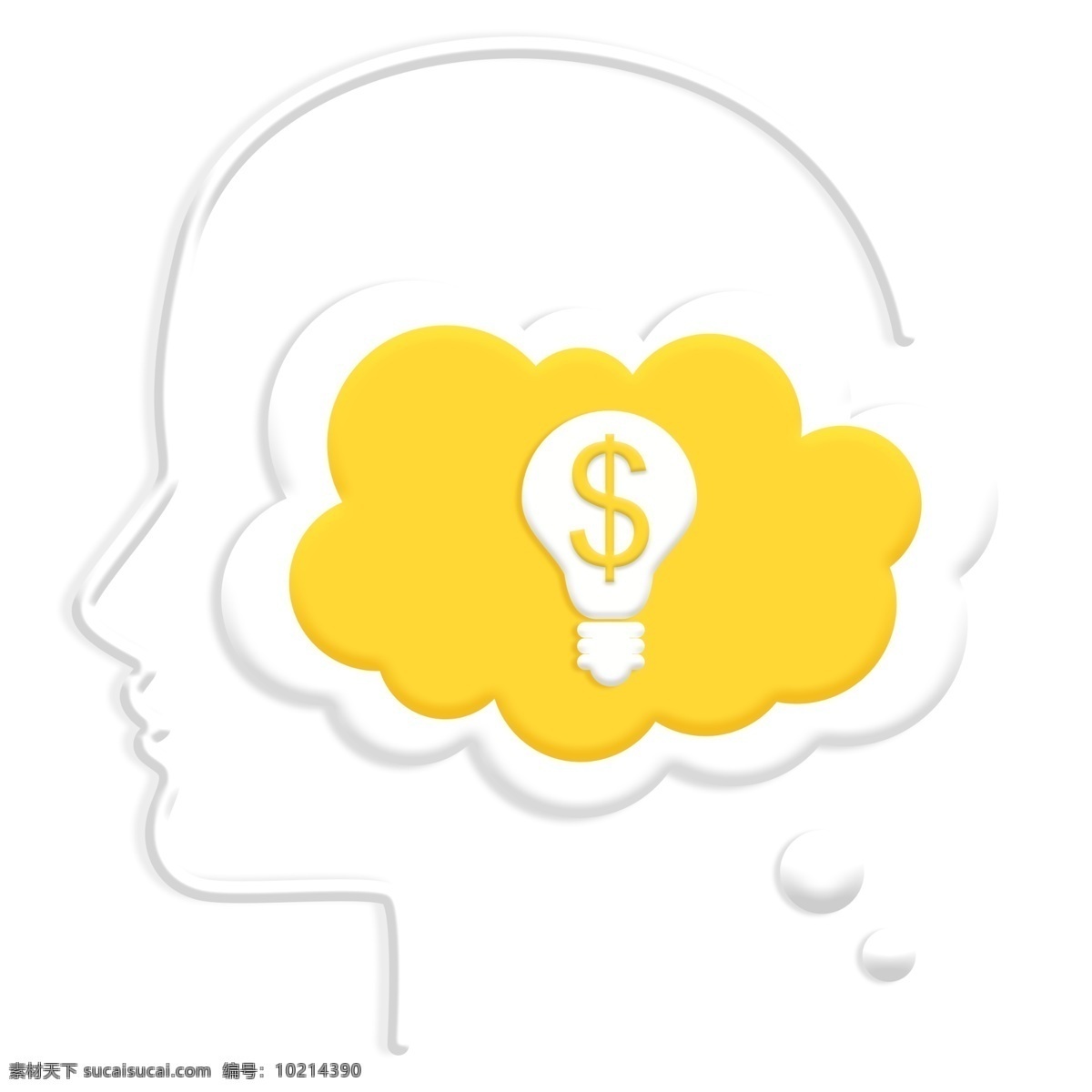 思考 气泡 思维 人脑 抽象 泡泡 系列 钱币 灯泡 思维气泡框 思维人脑 黄色 双层 云层 框 问题框 钱币符号 灯泡剪影 剪影