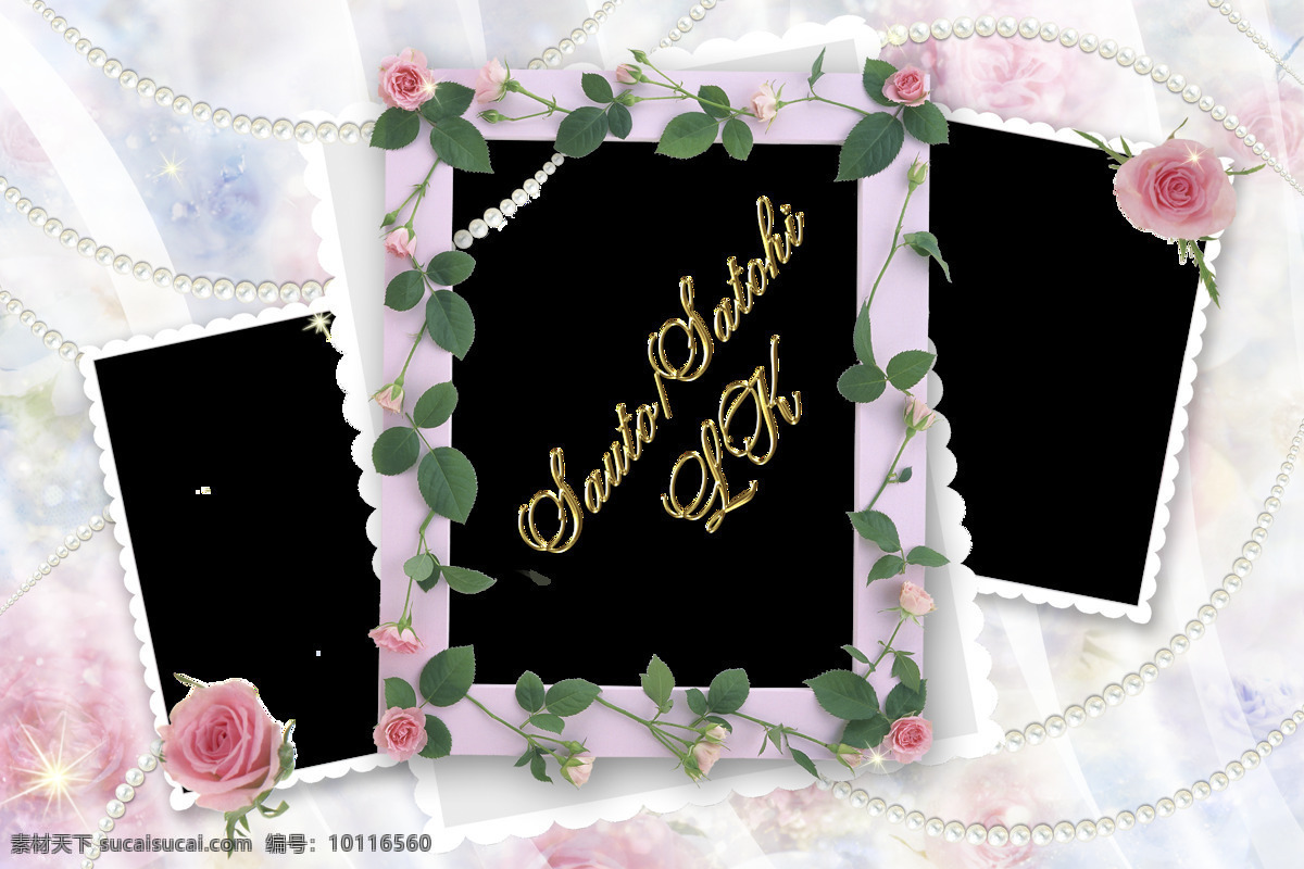 玫瑰花 照片 相框 模板 珍珠 psd源文件 婚纱 儿童 写真 相册