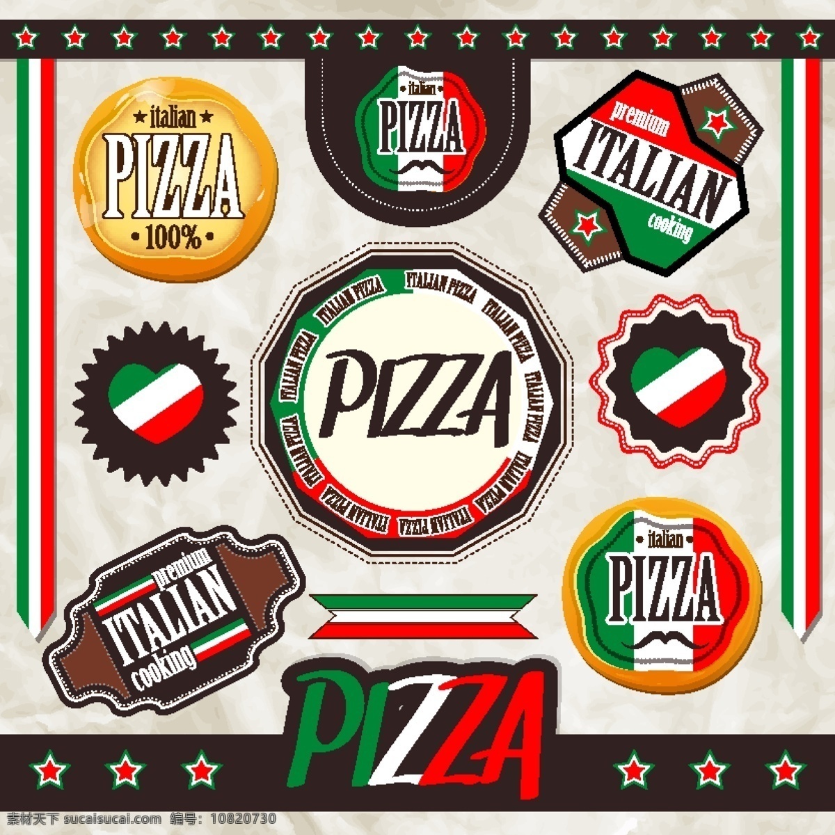 卡通 披萨 标签 矢量 模板下载 pizza collection20 餐饮美食 生活百科 矢量素材 白色