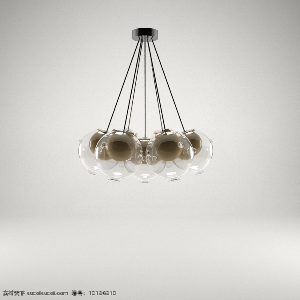 透明 玻璃球 吊灯 组合 3d 模型 时尚 创意 客厅 餐厅 装饰灯具