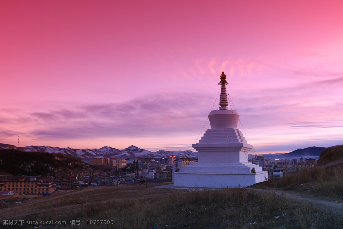 美丽 西藏 城市 风景 旅游 黄昏 宫殿