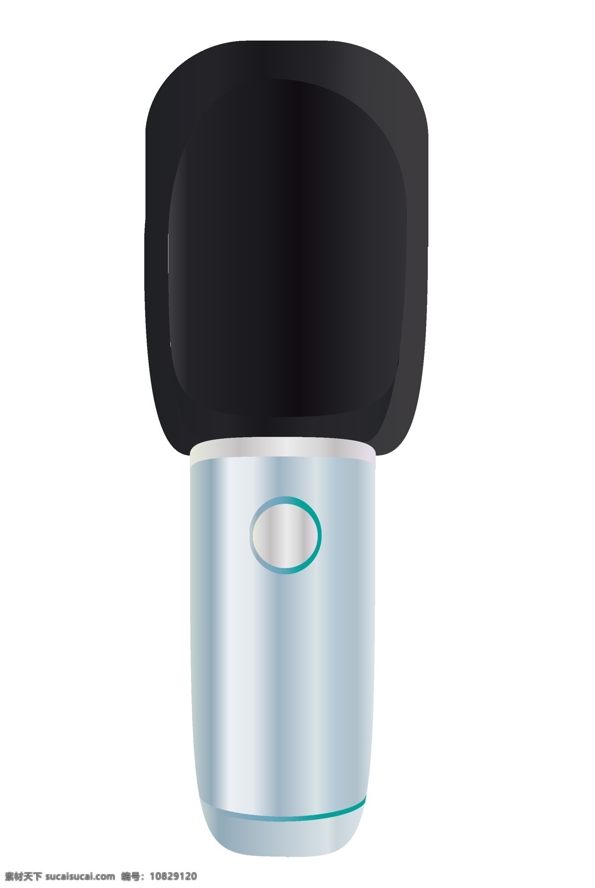 黑色 白色 话筒 插画 黑色的话筒 白色的手柄 播音主持工具 立体话筒插画 立起来的话筒 创意话筒插画