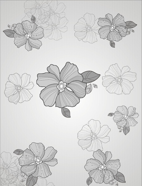 黑白花朵图案 抽象艺术 抽象 艺术 移门 图案 线条 色块 黑白 花卉 花朵 素雅 灰色 黑白图案 矢量素材 其他矢量 矢量