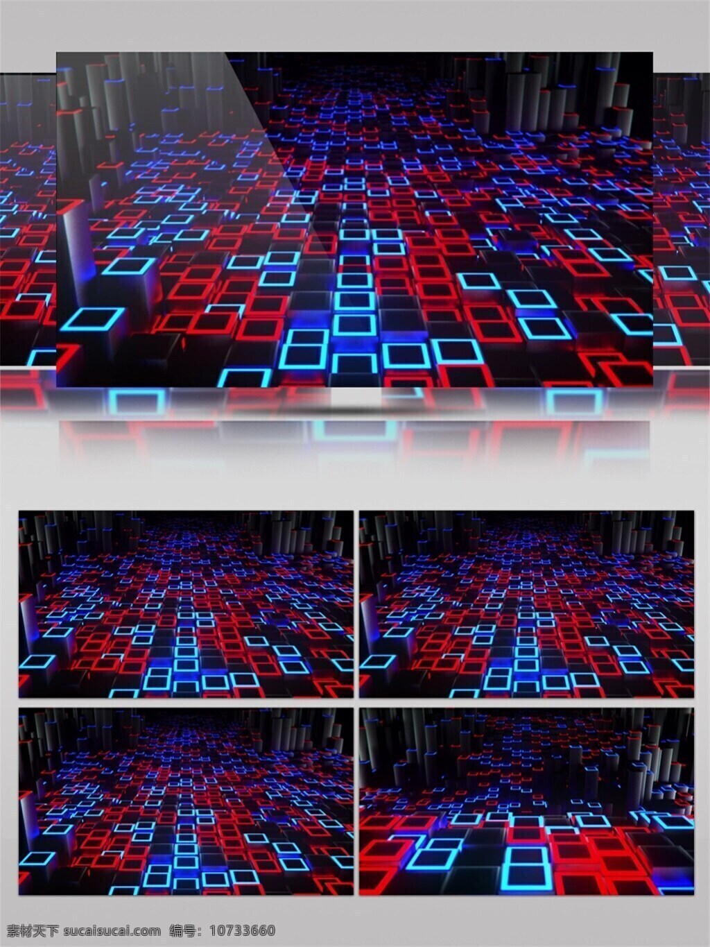 红 蓝色 正方形 圈 高清 视频 红蓝科技 震撼大气 科技感 视频素材 动态视频素材