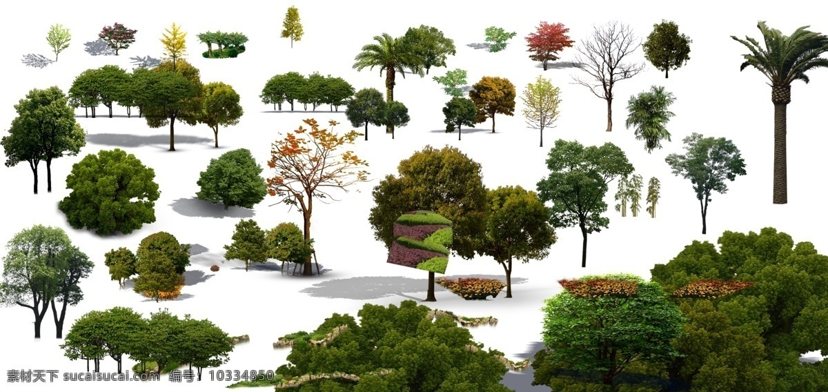 建筑植物配景 园林 景观 效果图 后期制作 建筑 植物 自然景观 建筑园林