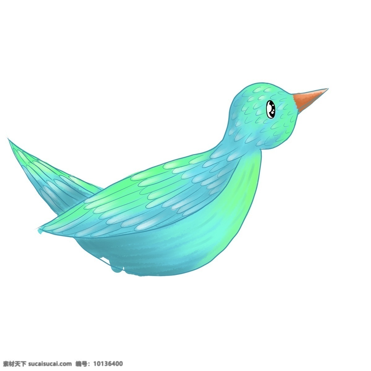 卡通 只 蓝色 小鸟 清新 彩绘 水彩绘 插画 动物 一只鸟