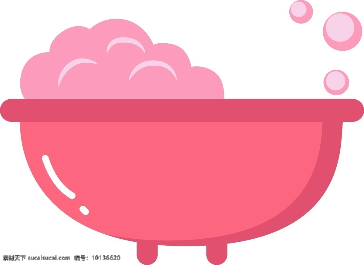 婴儿 红色 浴缸 插画 红色的浴缸 粉色的泡泡 卡通的插画 婴儿的浴缸 宝贝的浴缸 飘飞的泡泡