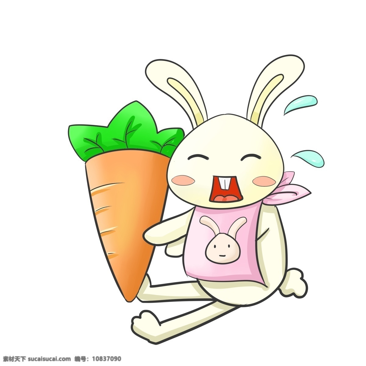 小 兔子 吃 胡萝卜 插画 绿色叶子 胡萝卜素 小兔子 兔子吃胡萝卜