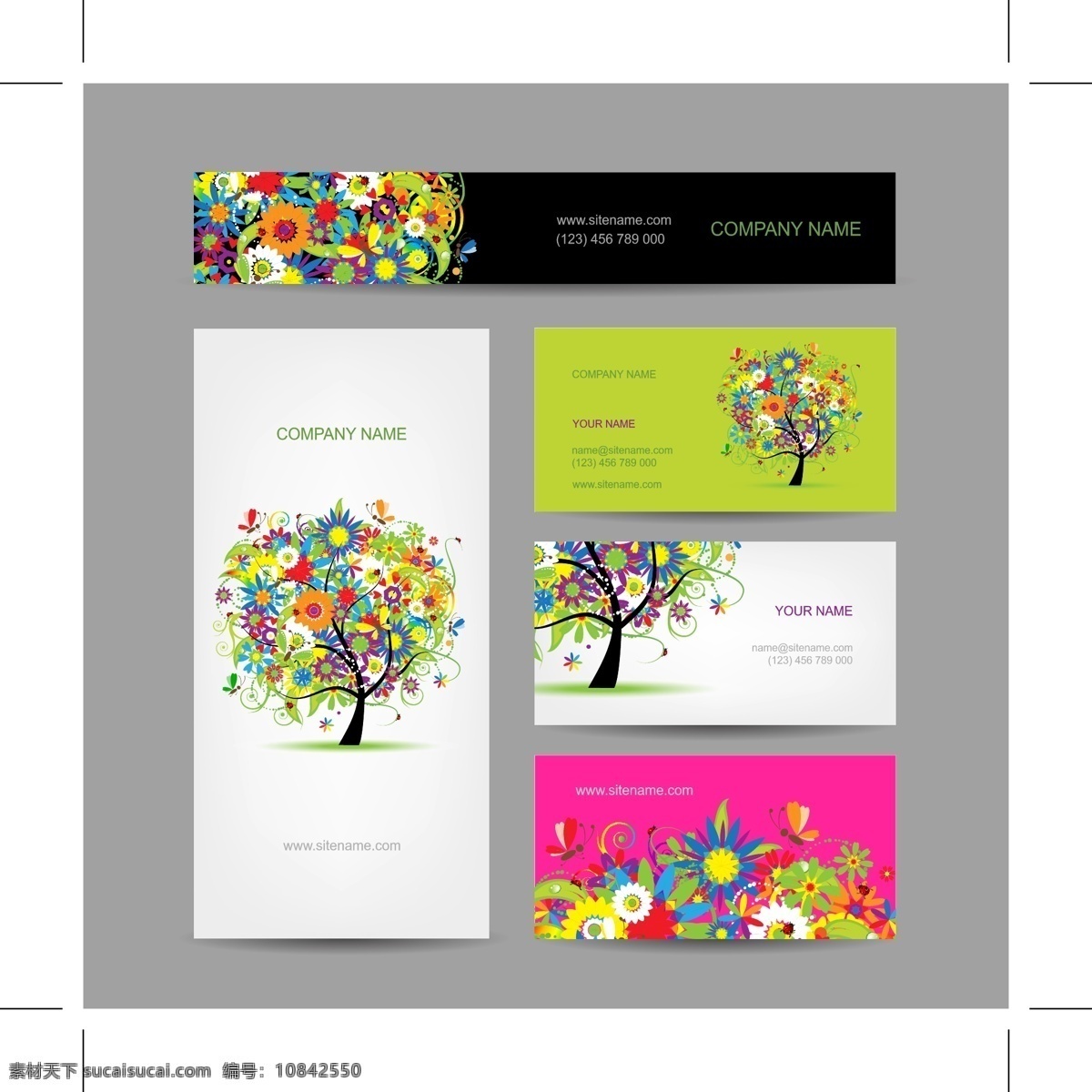 环保 题材 vi 模板 公司vi模板 名片 信笺纸 时尚 绿色环保 花卉树木 创意树形 vis 识别 系统 矢量图