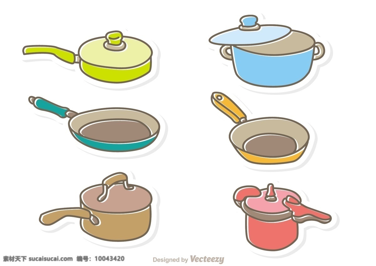锅子 设计图 彩色 红色 绿色 矢量图 其他矢量图