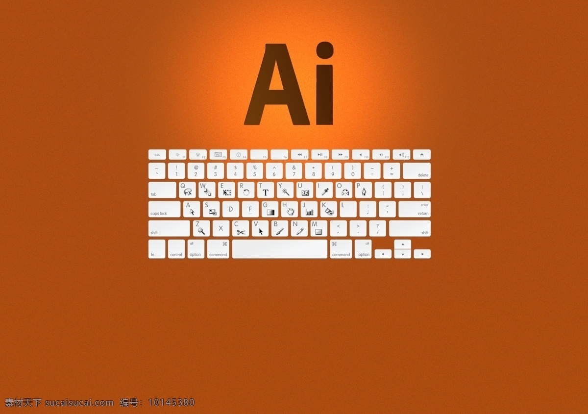 ai快捷键 illustrator 快捷键 键盘 苹果 苹果键盘 按钮 橙色 黑色 源文件 图层 菜单 分层