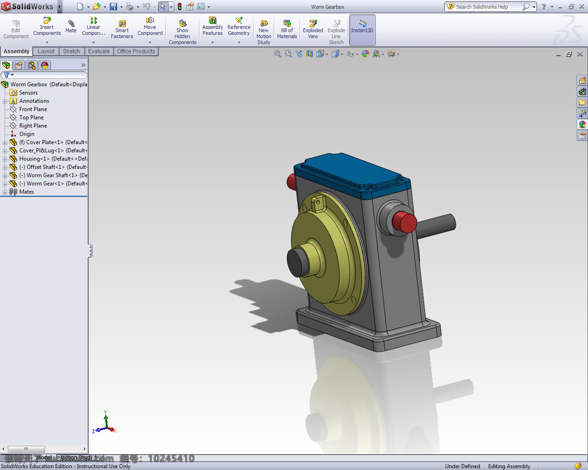 蜗轮蜗杆 减速器 装配 工具 机械设计 杂项 3d模型素材 电器模型