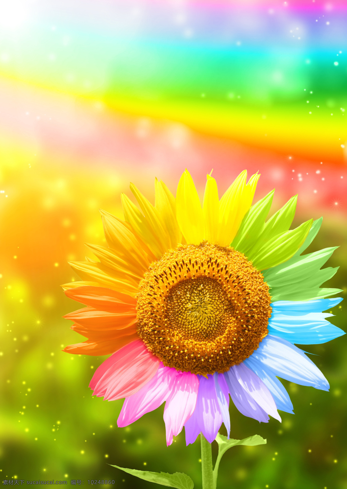 彩虹 彩色 彩色向日葵 创意 花 花草 花朵 美丽 向日葵 设计素材 模板下载 色彩 阳光 鲜艳 艳丽 唯美 生物世界 psd源文件