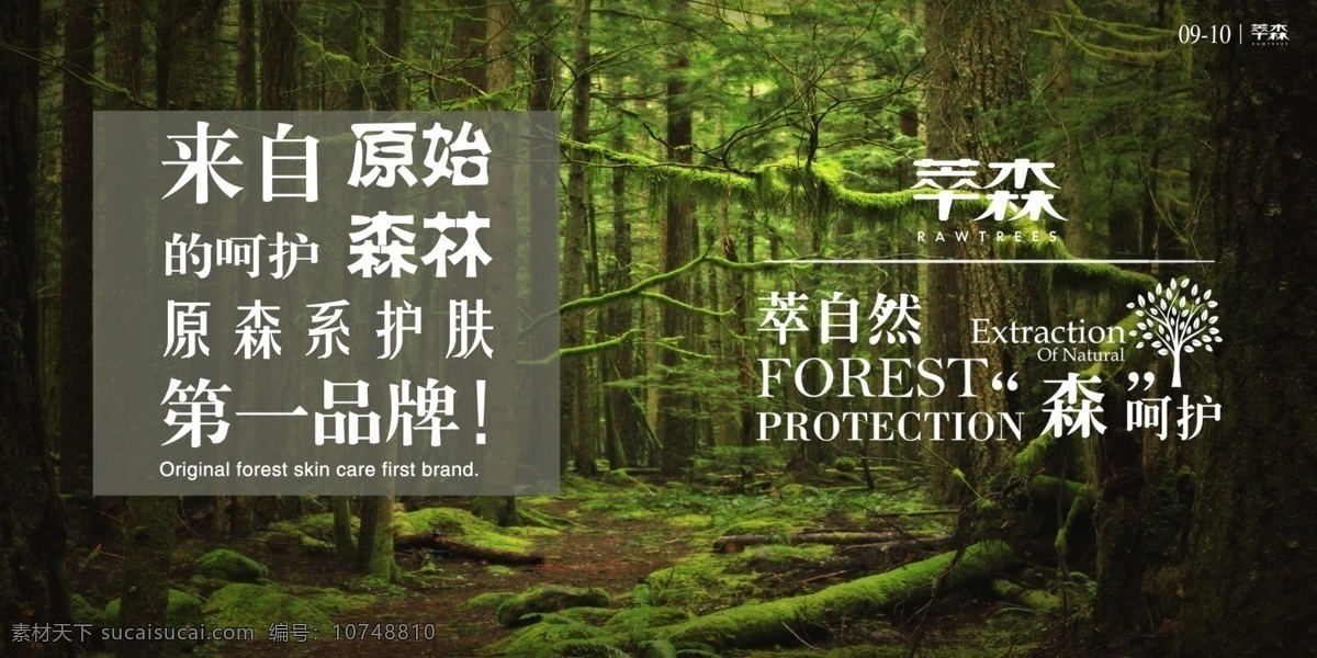 绿色 宣传画册 关于 广告 森林 绿色植物 品牌 宣传海报 萃森系列海报 原 森 护肤 自然 主张 绿色理念 黑色