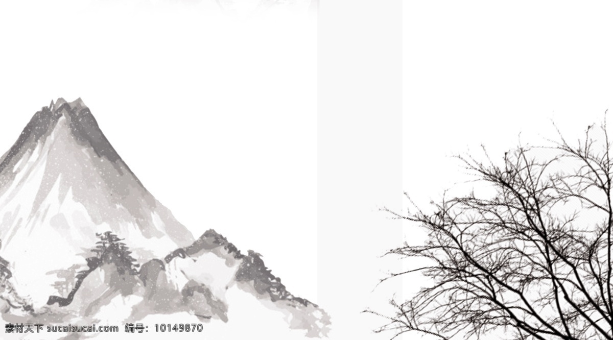 白色 中国 风 水墨 山水 背景 中国风 古风 插画 桌面壁纸 高山流水 简约 插图 配图