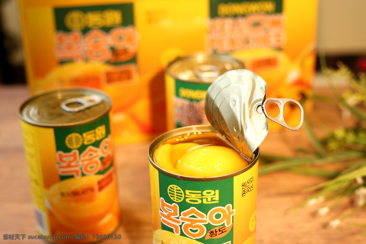韩文罐头 黄桃罐头 罐头海报 罐头美食 糖水罐头 餐饮美食 食物原料