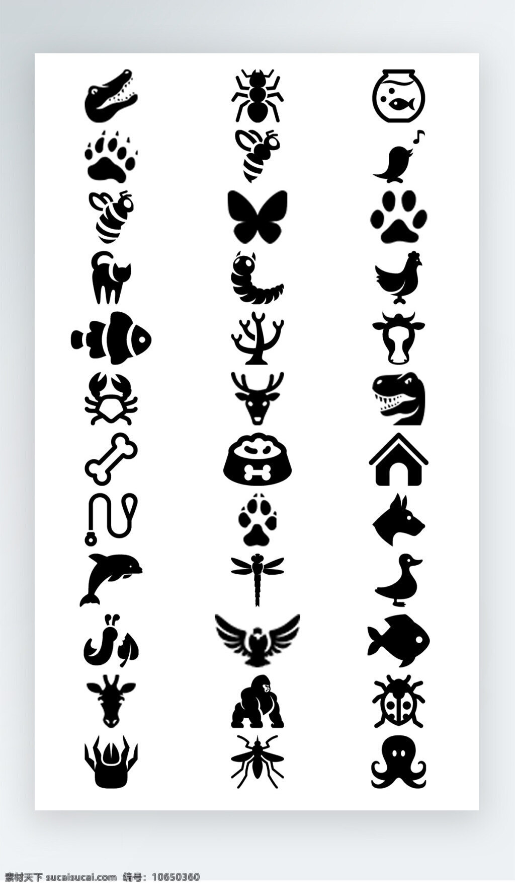 动物 图标 黑白 icon 动物图标 黑白素材图标 鸭子 骨头 墨鱼图标