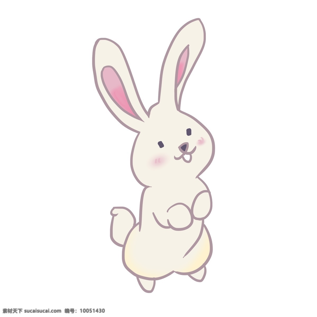 手绘 白色 兔子 插画 白色的兔子 可爱的兔子 卡通插画 手绘兔子插画 拟人的兔子 长长的耳朵