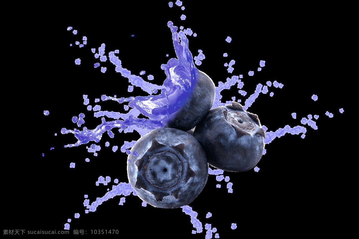 蓝莓 水果 飞溅 夏季 海报 背景 png格式